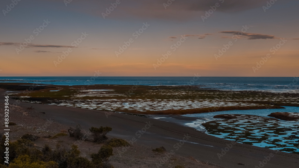 Low Tide coastal landscape in Peninsula Valdes, World Heritage Site, Patagonia Argentina Low Tide coastal landscape in Peninsula Valdes, World Heritage Site, Patagonia Argentina