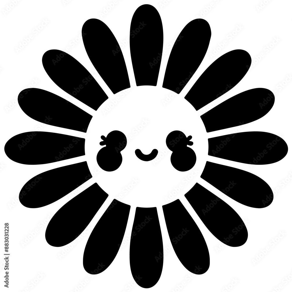 Daisy Silhouette Vector Illustration Set with Cute Floral Designs Daisy Silhouette Vector Illustration Set with Cute Floral Designs