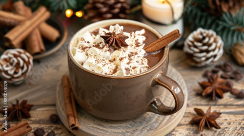 Cozy Winter Hot Chocolate with Whipped Cream and Spices