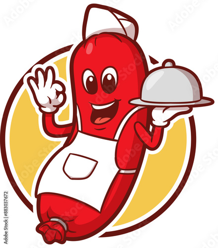 Sausage mascot logo vector perfect for your restaurant business