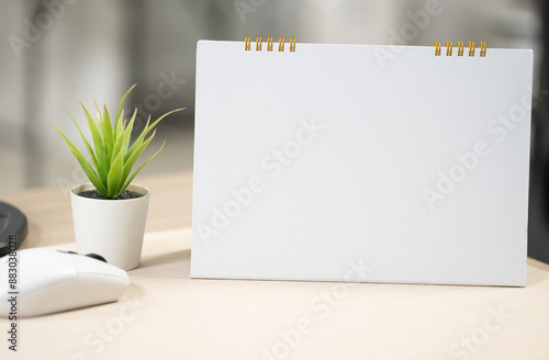 blank desk calendar at business office with copy space for text.