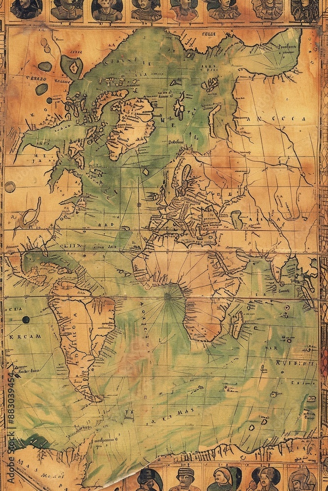 Naklejka premium these maps provide insights into past perceptions and discoveries