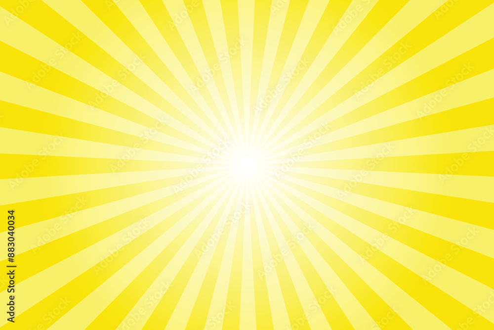 Yellow background with white sun ray. Pattern of starburst. Abstract bumblebee yellow texture with light of sunburst. Radial beam of sunlight. Retro background with flash. Design of sunbeams. Yellow background with white sun ray. Pattern of starburst. Abstract bumblebee yellow texture with light of sunburst. Radial beam of sunlight. Retro background with flash. Design of sunbeams.