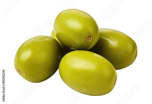 Group of green olives isolated on transparent background