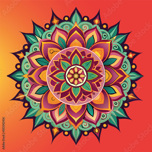 Beautiful colorful mandala design pattern background picture Ai generated.