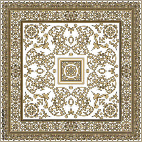Vector black monochrome arabic national round ornament.  Ethnic circle, frame, ring of eastern peoples. Persian painting.
