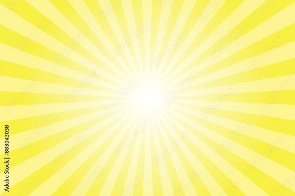 Yellow background with white sun ray. Pattern of starburst. Abstract yellow texture with light of sunburst. Radial beam of sunlight. Retro background with flash. Design of sunbeams. Yellow background with white sun ray. Pattern of starburst. Abstract yellow texture with light of sunburst. Radial beam of sunlight. Retro background with flash. Design of sunbeams.
