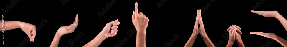 Hand gestures shown on dark background highlight nonverbal communication Hand gestures shown on dark background highlight nonverbal communication