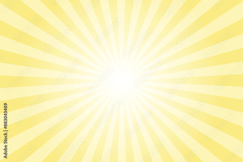 Yellow background with white sun ray. Pattern of starburst. Abstract clover lime yellow texture with light of sunburst. Radial beam of sunlight. Retro background with flash. Design of sunbeams. Yellow background with white sun ray. Pattern of starburst. Abstract clover lime yellow texture with light of sunburst. Radial beam of sunlight. Retro background with flash. Design of sunbeams.