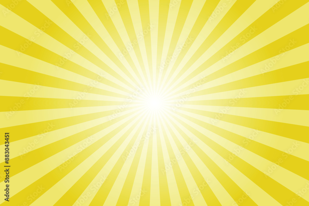 Yellow background with white sun ray. Pattern of starburst. Abstract citrine yellow texture with light of sunburst. Radial beam of sunlight. Retro background with flash. Design of sunbeams. Yellow background with white sun ray. Pattern of starburst. Abstract citrine yellow texture with light of sunburst. Radial beam of sunlight. Retro background with flash. Design of sunbeams.