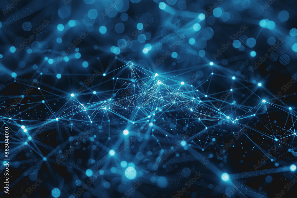 Obraz premium Global network connections. Abstract neural networks cyberspace. Futuristic grid. top view.