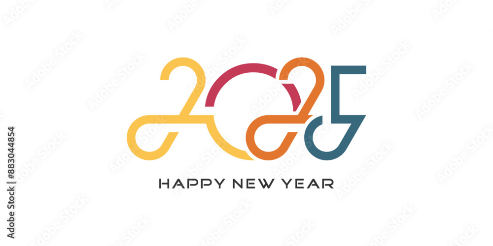 Obraz premium 2025 Happy New Year logo design vector. colorful and trendy new year 2025 design template.