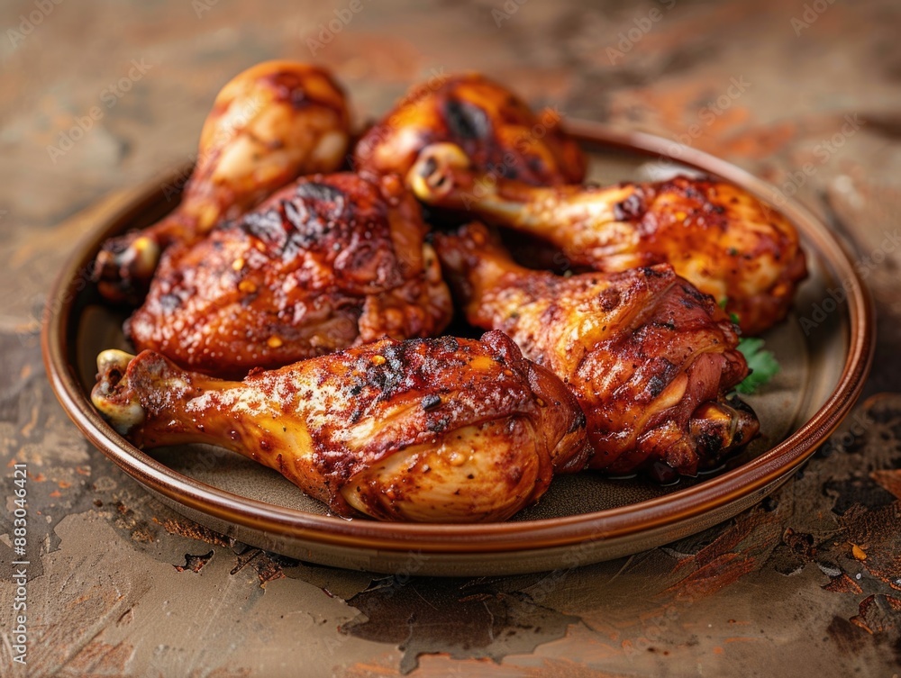 A plate of delicious-looking chicken wings served with various toppings and condiments A plate of delicious-looking chicken wings served with various toppings and condiments