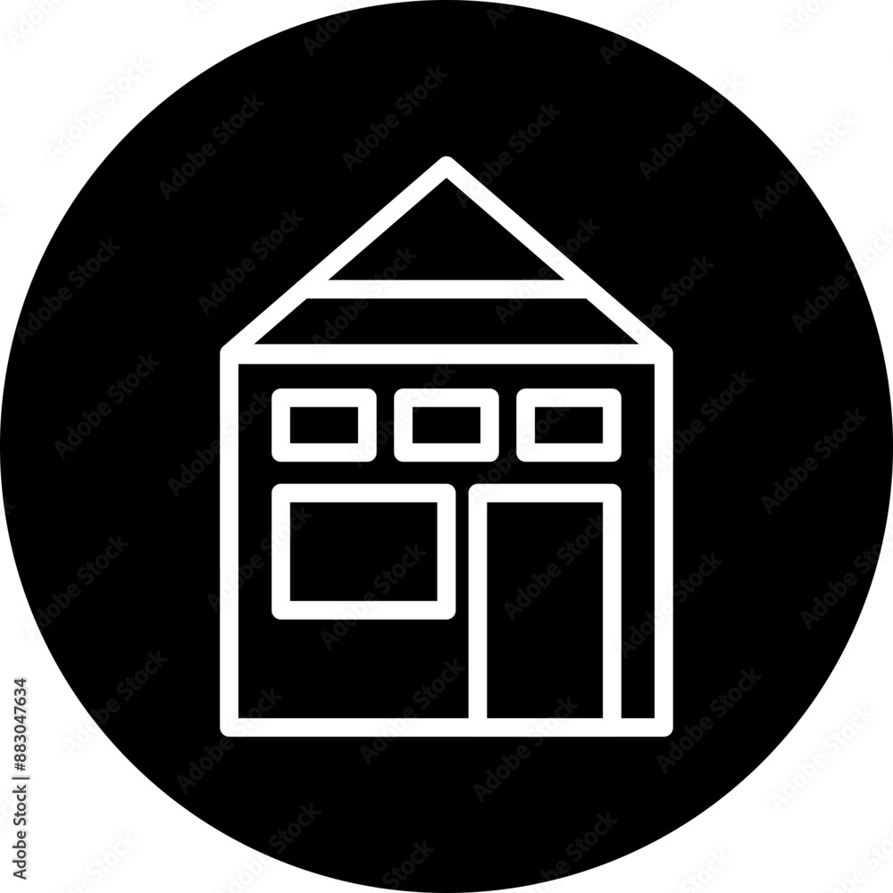 Home Vector Line White Circle Black Home Vector Line White Circle Black