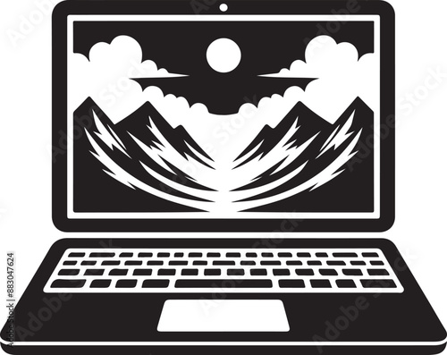 Laptop silhouette vector art