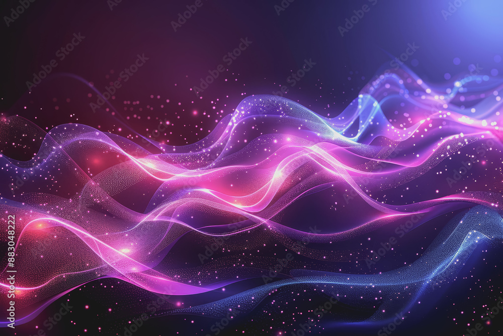 Fototapeta premium Abstract particle technology background design Abstract waves moving points, particles flowing.