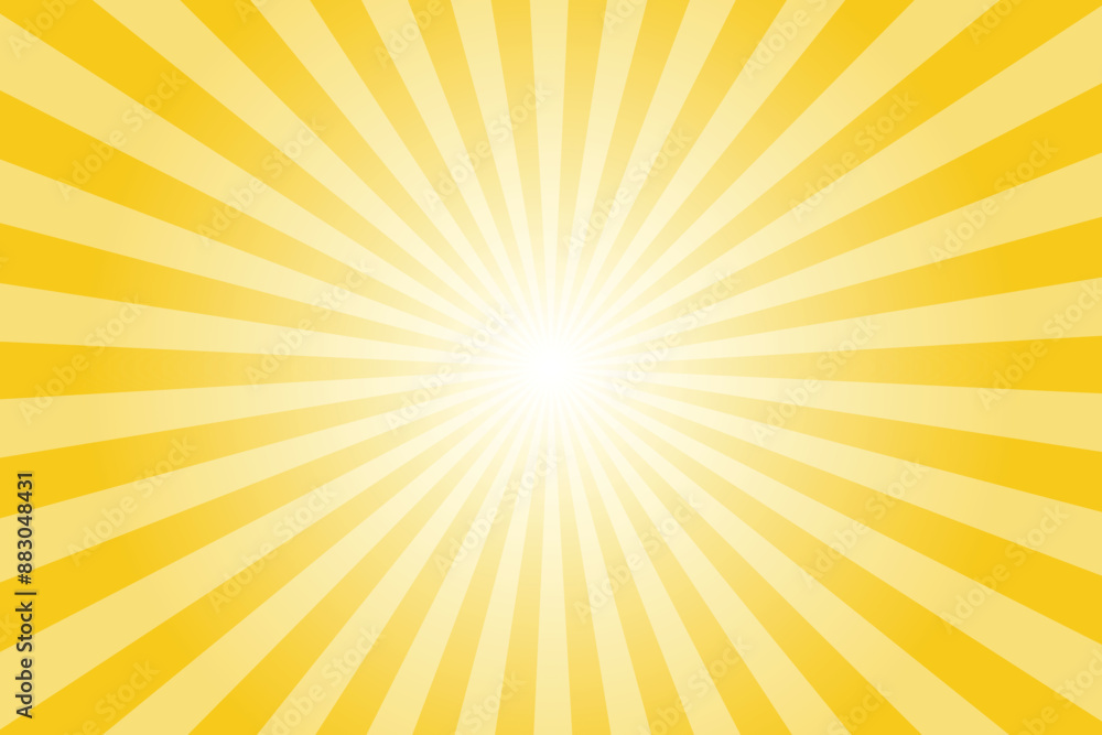 Yellow background with white sun ray. Pattern of starburst. Abstract deep lemon yellow texture with light of sunburst. Radial beam of sunlight. Retro background with flash. Design of sunbeams. Yellow background with white sun ray. Pattern of starburst. Abstract deep lemon yellow texture with light of sunburst. Radial beam of sunlight. Retro background with flash. Design of sunbeams.