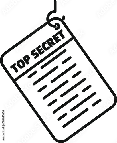 Document is hanging with a hook, presenting top secret and classified information