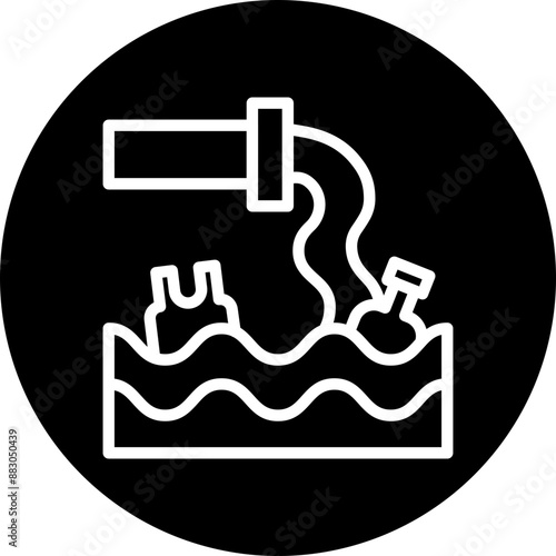 Wastewater Discharge Vector Line White Circle Black