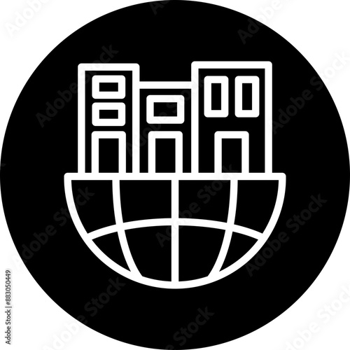 Urban Sprawl Vector Line White Circle Black