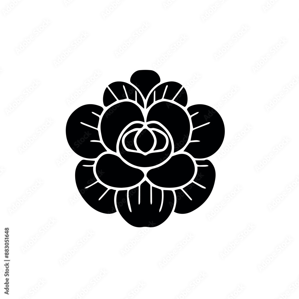 linocut flower decorative black and white, Doodle line art style. Vector illustration linocut flower decorative black and white, Doodle line art style. Vector illustration