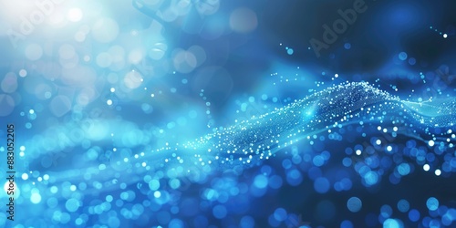 Abstract light blue digital technology bokeh medical or scientific background with shimmering light AI generative image