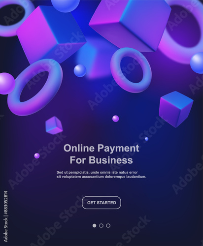 Abstract poster, brochure, flyer design background with bright cubes, balls and toruses