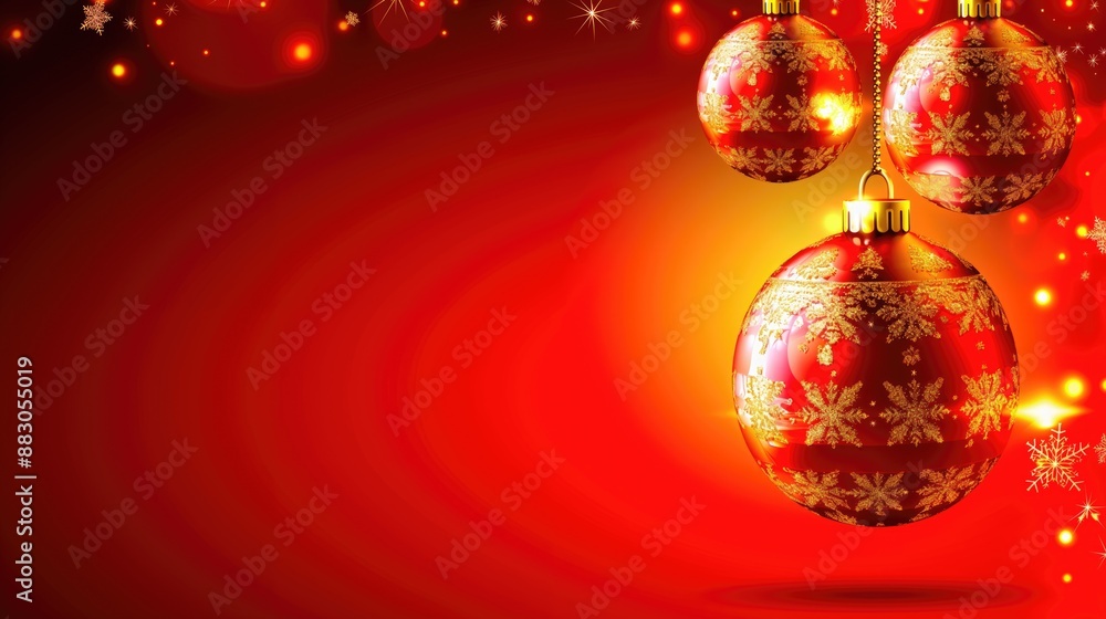 Christmas copyspace background with red glittering baubles balls and bokeh poster or banner backdrop Christmas copyspace background with red glittering baubles balls and bokeh poster or banner backdrop