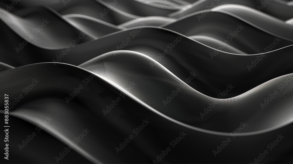 An abstract and artistic representation of monochrome waves, creating a sense of movement and fluidity in the image. An abstract and artistic representation of monochrome waves, creating a sense of movement and fluidity in the image.