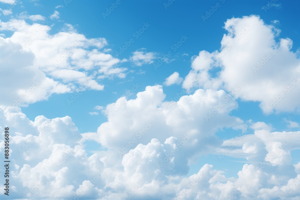 Fototapeta premium Whimsical Horizons Playful Clouds in Nostalgic Blue.jpeg