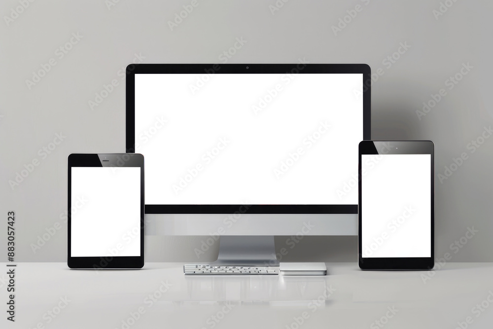 computer blank screen on table with coffee background, mockup, template for your text, ai generated computer blank screen on table with coffee background, mockup, template for your text, ai generated