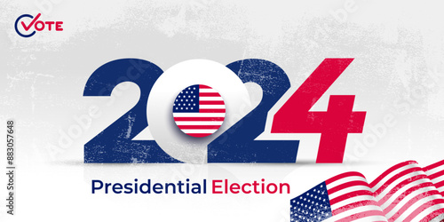 USA 2024 Presidential Elections Event. Presidential Elections 2024 banner with American colors design vector. Template banner, background, card, poster design vector. Vote day, November 5. US Election