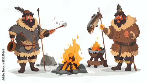 Eskimo Characters on Alaska Chukchi Northern Pole Ice