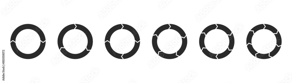 Rotation arrows in circular motion. Circle arrow combinations. Set of circular infographics. Graphic diagram. Design element. Vector illustration isolated on white background. Rotation arrows in circular motion. Circle arrow combinations. Set of circular infographics. Graphic diagram. Design element. Vector illustration isolated on white background.