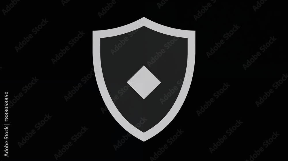 Symmetrical Shield Emblem with Central Diamond Symbol Symmetrical Shield Emblem with Central Diamond Symbol