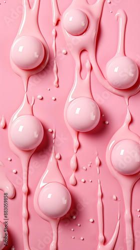 White Drops of Water Paint on Pink Background, Abstract Image, Texture, Pattern Background, Wallpaper, Cover and Screen of Smartphone, Cell Phone, Computer, Laptop, Format 9:16 and 16:9