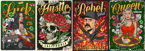 Rebel spirit set stickers colorful