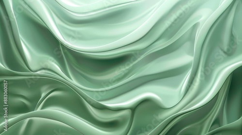 Wallpaper Mural Flowing green waves and metallic gloss art illustration Torontodigital.ca