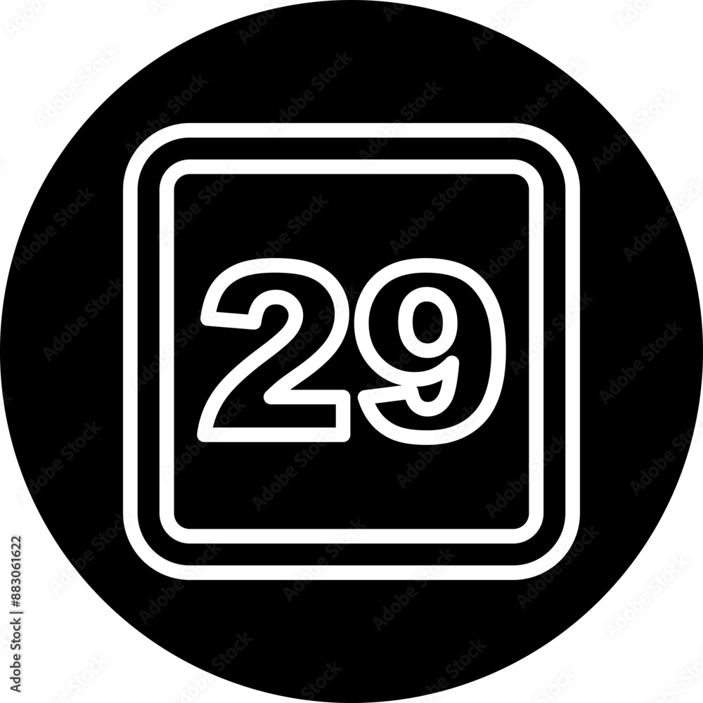 29 Number Vector Line White Circle Black 29 Number Vector Line White Circle Black
