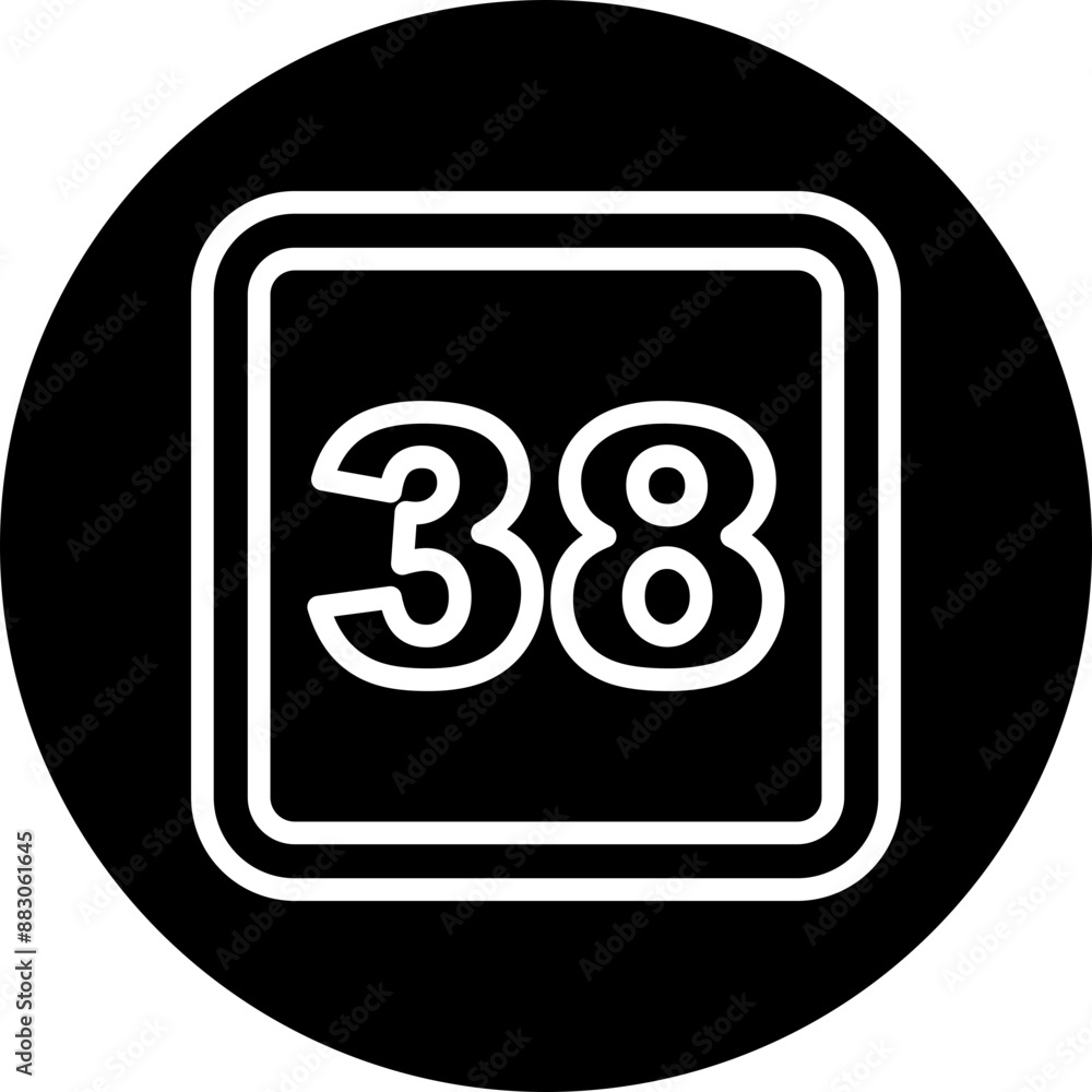 38 Number Vector Line White Circle Black 38 Number Vector Line White Circle Black
