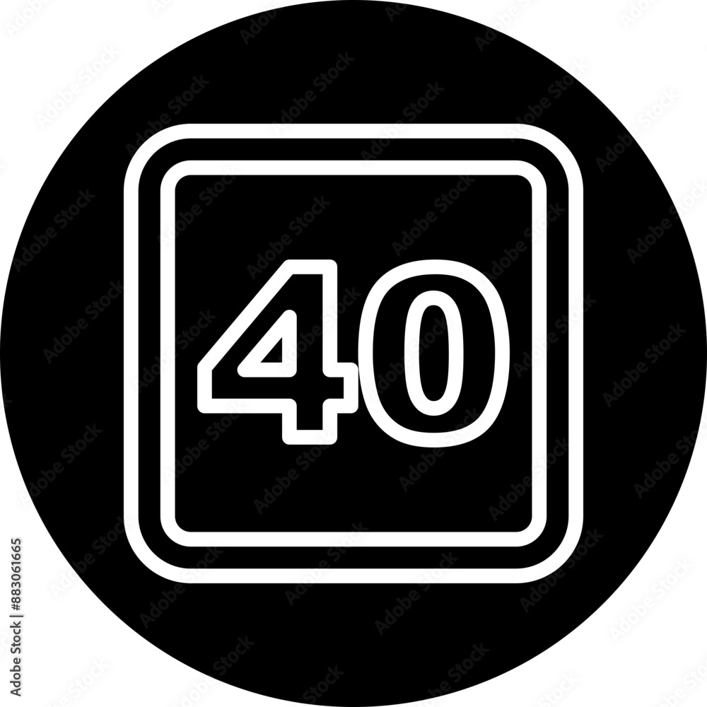 40 Number Vector Line White Circle Black 40 Number Vector Line White Circle Black