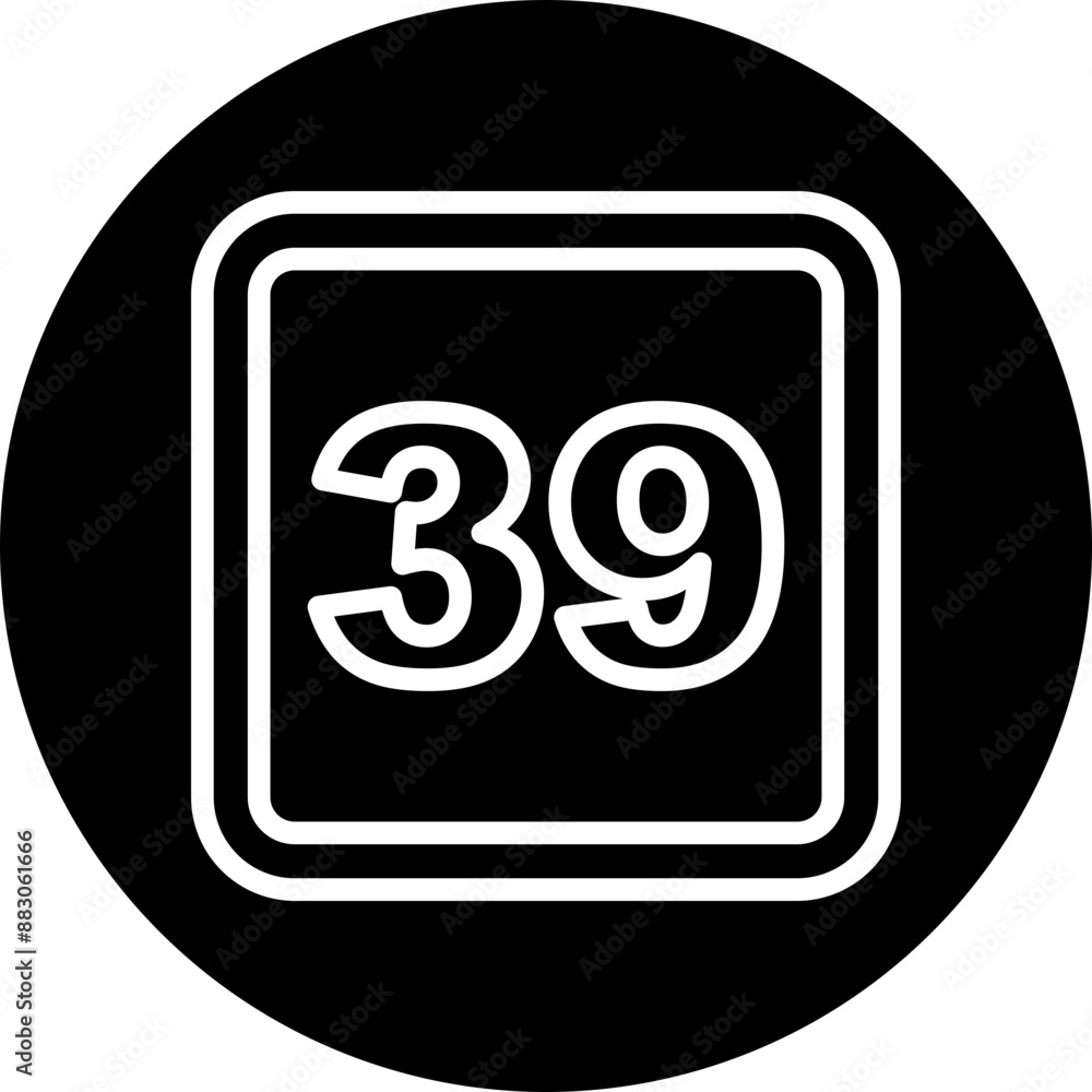 39 Number Vector Line White Circle Black 39 Number Vector Line White Circle Black