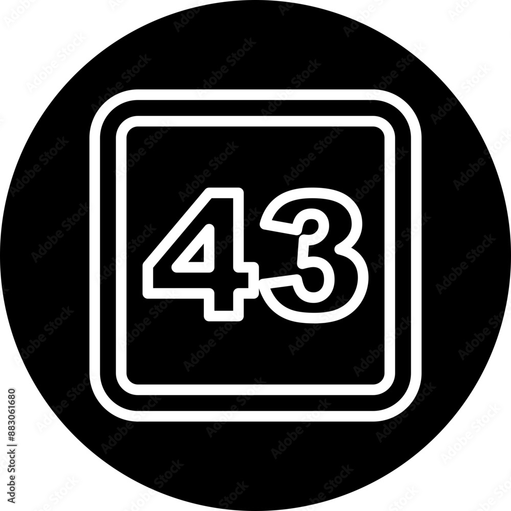 43 Number Vector Line White Circle Black 43 Number Vector Line White Circle Black