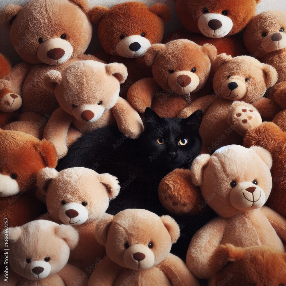black cat in the teddy bear black cat in the teddy bear