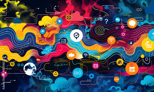 graphic backgrounds related to technology, communication, and the internet