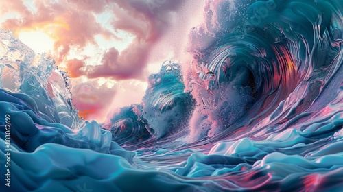 closeup wave hyperdimensional scene photo