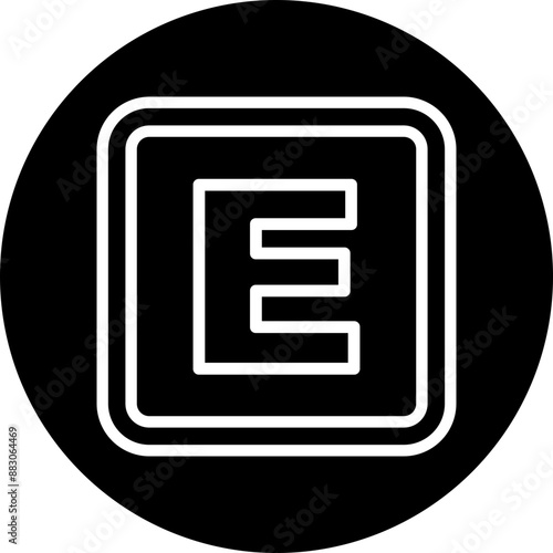 E Capital Alphabet Vector Line White Circle Black