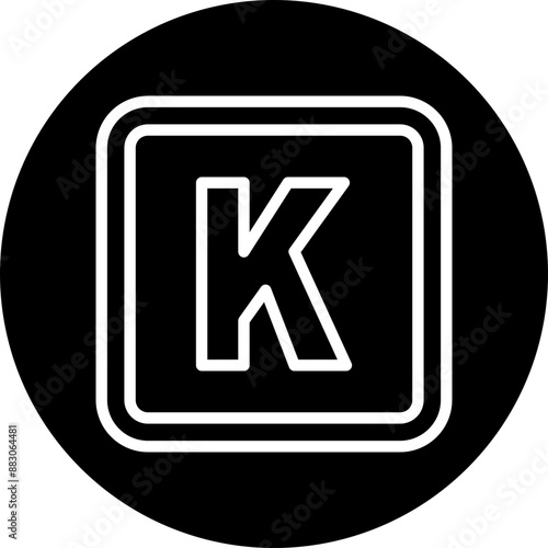 K Capital Alphabet Vector Line White Circle Black