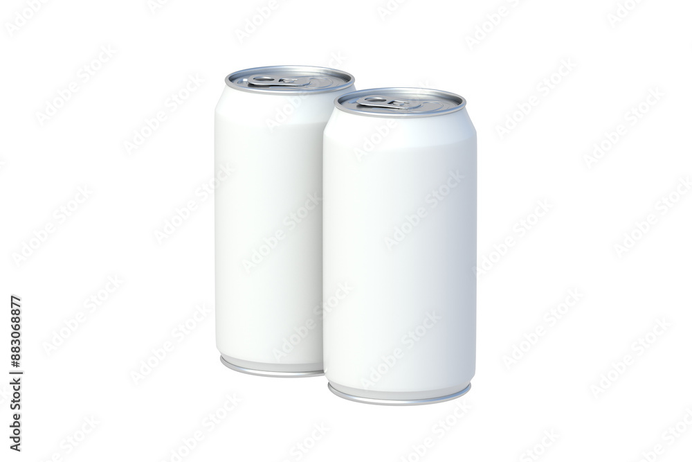 Two white soda cans isolated on white background. 3d render Two white soda cans isolated on white background. 3d render