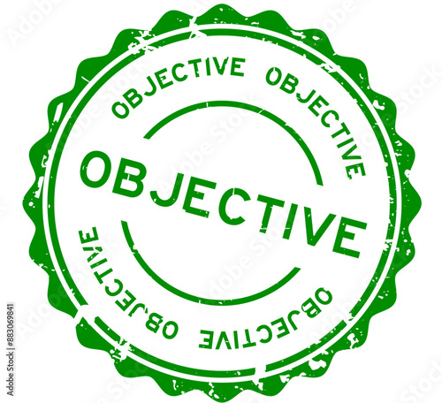 Grunge green objective word round rubber seal stamp on white background